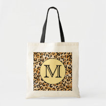 Personalized Monogram Leopard Print Pattern. Tote Bag