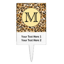Personalized Monogram Leopard Print Pattern. Rectangular Cake Pick