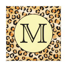 Personalized Monogram Leopard Print Pattern. Canvas Prints