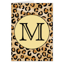 Personalized Monogram Leopard Print Pattern. Cards