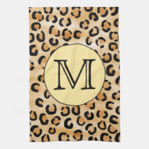 Personalized Monogram Leopard Print Pattern. Kitchen Towel