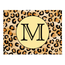 Personalized Monogram Leopard Print Pattern. Postcard