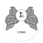 Personalized Monogrammed Angel Wings stickers