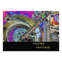 Personalized Motorcycle 40th Birthday Party Custom Invite