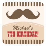 Personalized moustache bash birthday stickers