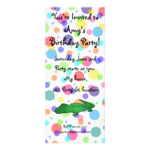 Personalized name alligator rainbow polka dots custom invites