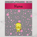 Personalized name baby chick black pink polka dots flyer design