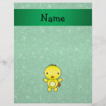 Personalized name baby chick green glitter personalized flyer
