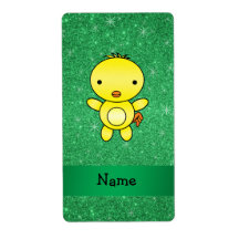 Personalized name baby chick green glitter personalized shipping label