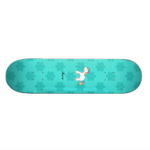 Personalized name baby unicorn aqua snowflakes skate board deck