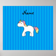 Personalized name baby unicorn blue stripes print