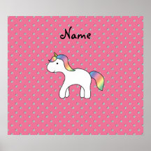 Personalized name baby unicorn pink diamonds poster