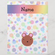 Personalized name bear face rainbow polka dots personalized flyer