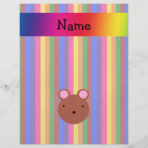 Personalized name bear face rainbow stripes flyer