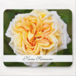 Personalized name beautiful yellow rose floral mousepad