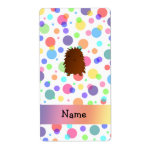 Personalized name bigfoot rainbow polka dots labels