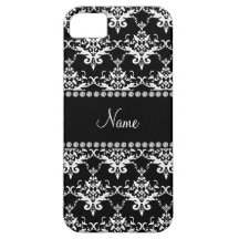 Personalized name black and white damask iPhone 5 cases
