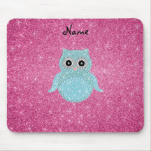 Personalized name bling owl diamonds mousepad
