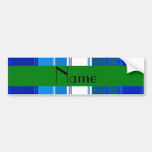 Personalized name Blue and whites stripes Bumper Sticker