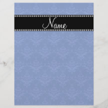 Personalized name Blue damask Full Color Flyer