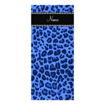 Personalized name blue leopard print rack card template