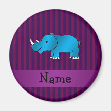 Personalized name blue rhino purple stripes magnet