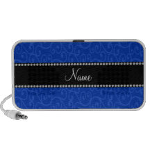 Personalized name blue swirls iPod speakers