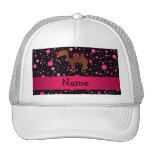 Personalized name camel black pink polka dots trucker hat