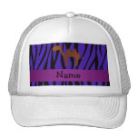 Personalized name camel purple zebra stripes mesh hats