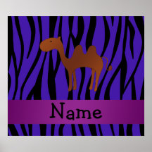 Personalized name camel purple zebra stripes poster