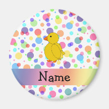 Personalized name chick rainbow polka dots refrigerator magnet