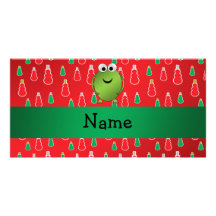 Personalized name christmas frog red snowmen customized photo card