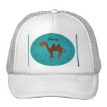 Personalized name cute camel turquoise glitter hats