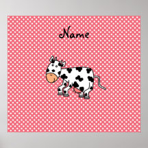 Personalized name cute cow posters