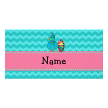 Personalized name cute peacock personalized photo card