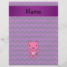 Personalized name cute pig purple chevrons custom flyer