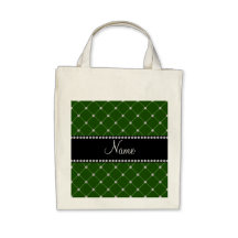 Personalized name Dark green diamonds Bag