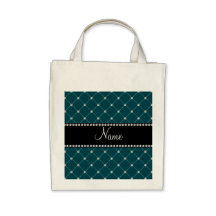 Personalized name Dark teal diamonds Tote Bag
