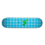 Personalized name dinosaur blue argyle custom skateboard