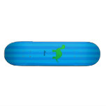 Personalized name dinosaur blue stripes skate board deck