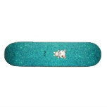Personalized name dog turquoise glitter skate boards