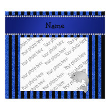 Personalized name dolphin black blue glitter strip photo print