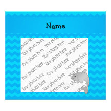 Personalized name dolphin blue chevrons photographic print