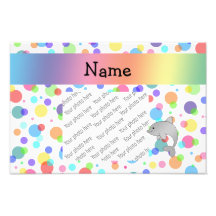 Personalized name dolphin rainbow polka dots photo art
