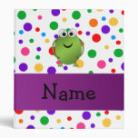 Personalized name frog rainbow polka dots vinyl binder