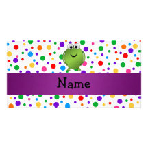 Personalized name frog rainbow polka dots custom photo card