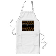 Personalized name gold damask aprons