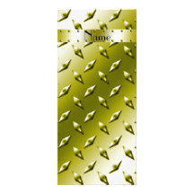 Personalized name gold diamond plate steel customized rack card
