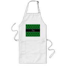 Personalized name Green black damask Apron