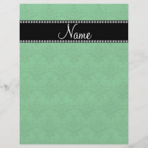 Personalized name Green damask Flyer